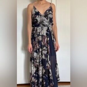 Abercrombie & Fitch Navy and Cream Floral Maxi Dress